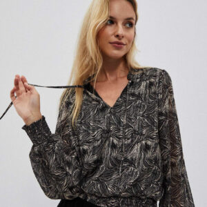 7d428e18335ab614b795a1feb9fe116ba21ae516 Koszula z printem i bufiastymi rękawami czarna