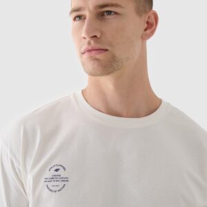 4F T-shirt oversize gładki uniseks - beżowy