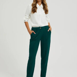 7d5625cfa1e9bf81aa4b0cf40cda89c4bd436039 Spodnie z prostymi nogawkami w kant zielone