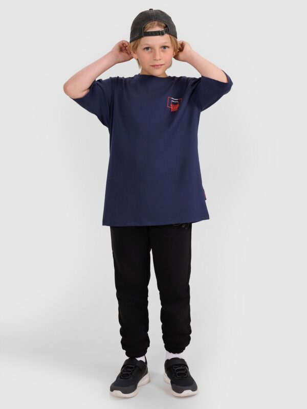 4F T-shirt oversize z nadrukiem chłopięcy - granatowy 122 (6-7 lat)