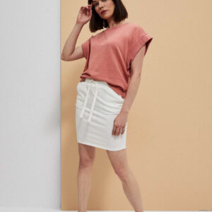 Gładka spódnica przed kolano perłowa