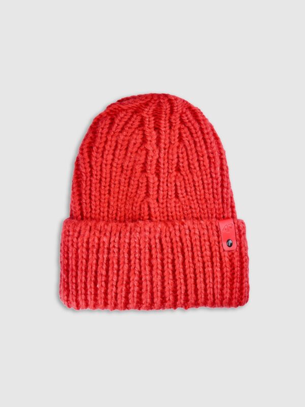 4F Czapka beanie damska - czerwona