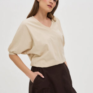 7f1627eddc93fb1f2f6f3429fe96add77c0b6f20 Bawełniana bluzka oversize beżowa