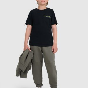 7f3d8c08a51331109693232c697c2be337b1fd1c 4F T-shirt regular z nadrukiem chłopięcy - czarny 140 (9-10 lat)