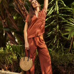 7fb7bcf6f13af6c2c4f097956e633fd0b6dc0b3f Spodnie z szerokimi nogawkami brązowe