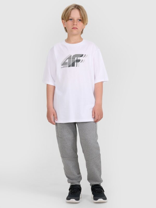 4F T-shirt oversize z nadrukiem chłopięcy - biały 128 (7-8 lat)