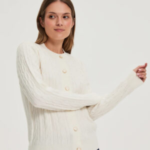 Sweter z ozdobnym splotem ecru