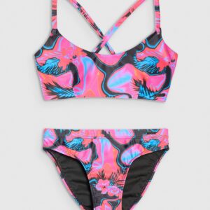 4F Kostium kąpielowy dwuczęściowy dziewczęcy - multikolor 122/128 (6-8 lat)