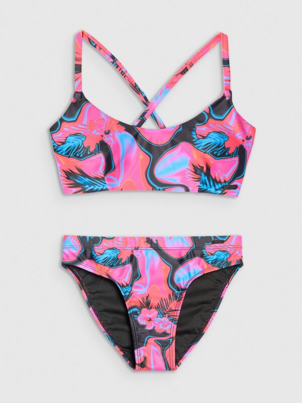 4F Kostium kąpielowy dwuczęściowy dziewczęcy - multikolor 122/128 (6-8 lat)