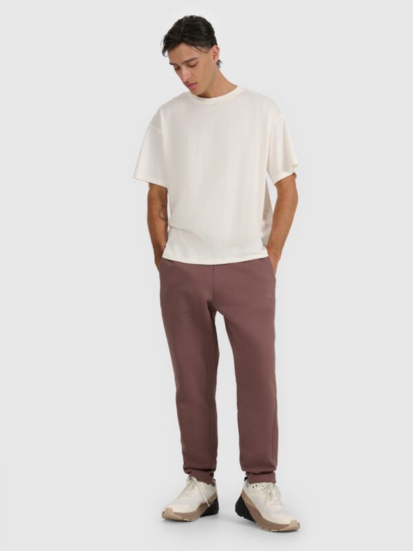 4F T-shirt oversize z nadrukiem męski - beżowy