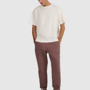 4F T-shirt oversize z nadrukiem męski - beżowy