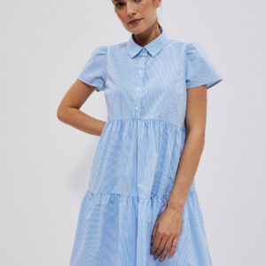 Koszulowa sukienka biało niebieska