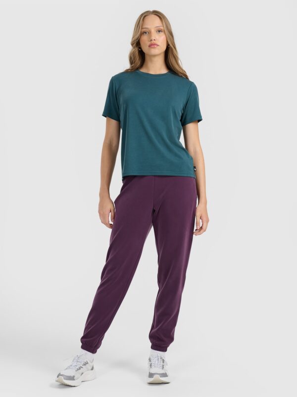 4F T-shirt z prążkowanej dzianiny z modalem damski - turkusowy