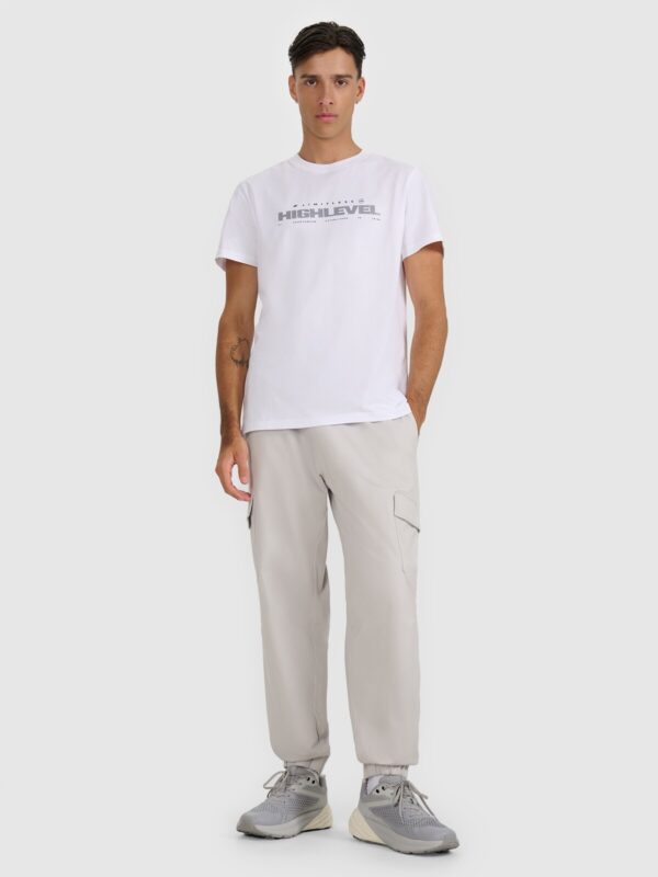 4F T-shirt regular z nadrukiem męski - biały