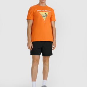 4F T-shirt regular z nadrukiem męski - pomarańczowy