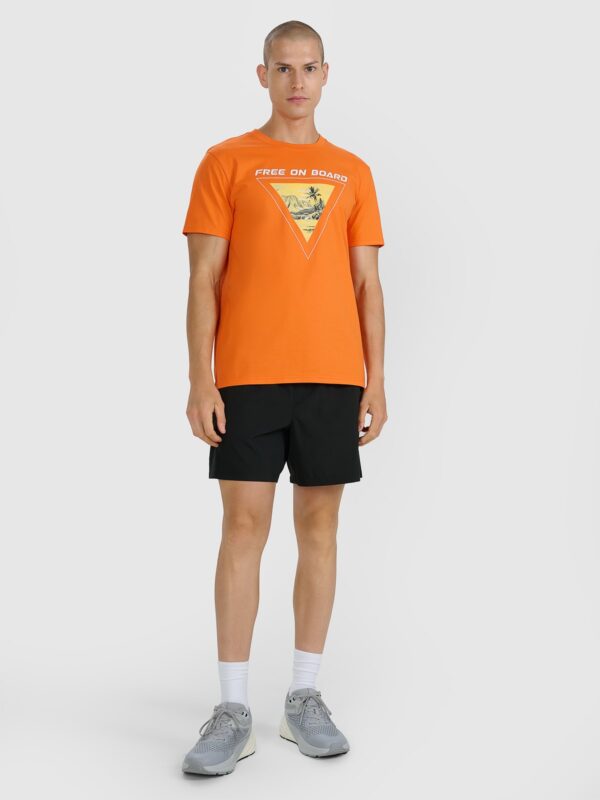 4F T-shirt regular z nadrukiem męski - pomarańczowy