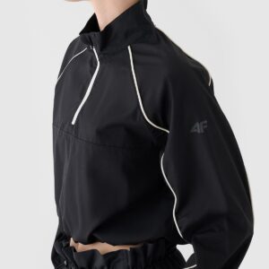 4F Kurtka przejściowa cropped ze stójką damska - czarna