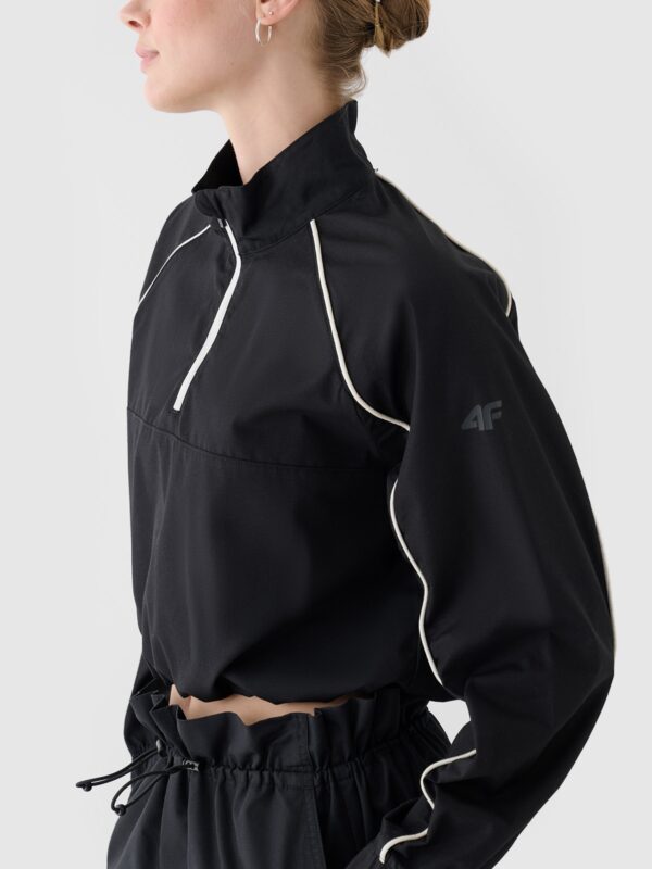 4F Kurtka przejściowa cropped ze stójką damska - czarna