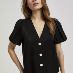 82e0c2b5c3051b5e7afe24c5d92d1a3e999917a2 Koszula z bufiastymi rękwami i ozdobnymi guzikami czarna