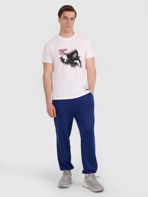 83809fc97137b57ab99477670c20d1dee6d3f7e0 4F T-shirt regular z nadrukiem siatkarskim męski - biały