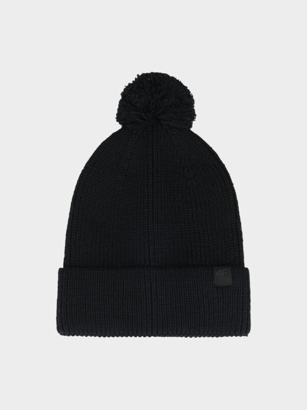 4F Czapka zimowa z pomponem uniseks - czarna