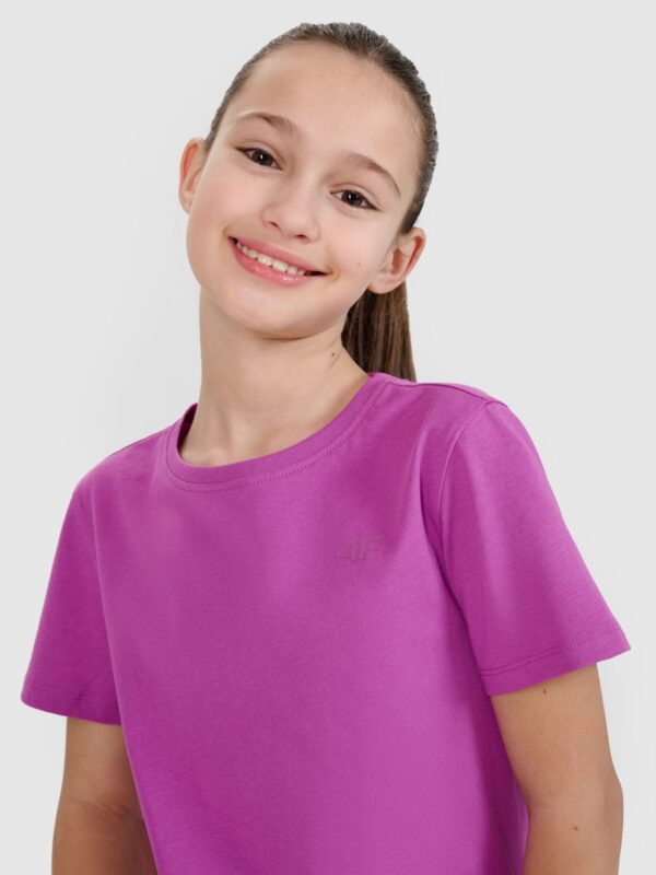 83a85b48a9e901e5b939113c7a98944406735ca6 4F T-shirt regular gładki dziewczęcy - fioletowy 158 (12-13 lat)