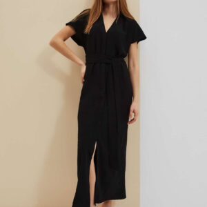 Sukienka maxi z wiązaniem w talii czarna