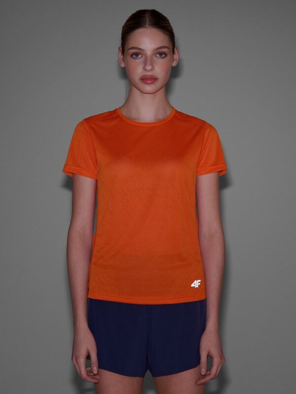 4F Koszulka do biegania regular damska - pomarańczowa
