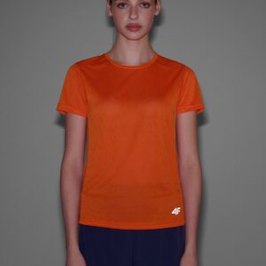 4F Koszulka do biegania regular damska - pomarańczowa