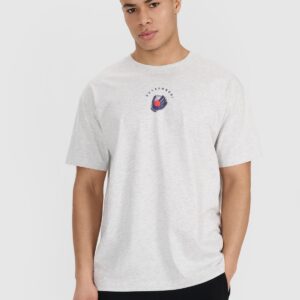 4F T-shirt oversize z nadrukiem męski - szary