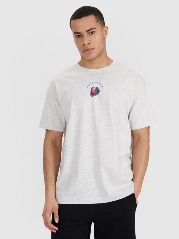 4F T-shirt oversize z nadrukiem męski - szary