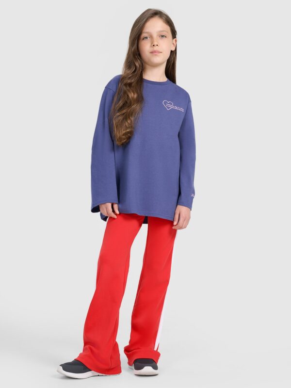 83fe4d1f66294029aad092f0e7e62e6eccd0c65f 4F Longsleeve oversize z nadrukiem dziewczęcy - granatowy 164 (13-14 lat)