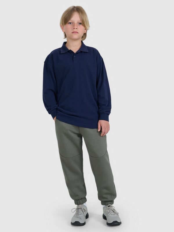 4F Longsleeve polo regular chłopięcy - granatowy 152 (11-12 lat)