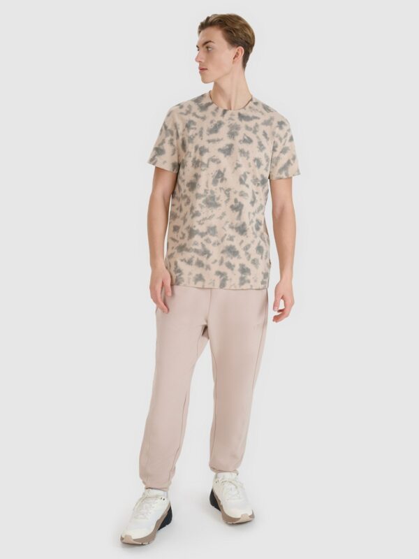 4F T-shirt oversize z nadrukiem męski - beżowy