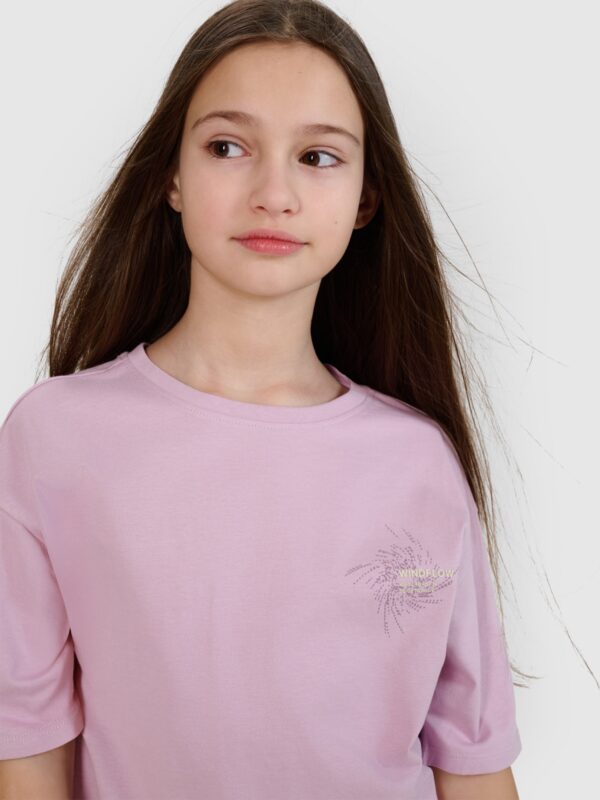 84893949a065d490802ad8ed5bdf24f51b86c6d0 4F T-shirt oversize z nadrukiem dziewczęcy - fioletowy 158 (12-13 lat)
