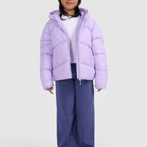 4F Kurtka puchowa z wypełnieniem syntetycznym dziewczęca - fioletowa 164 (13-14 lat)