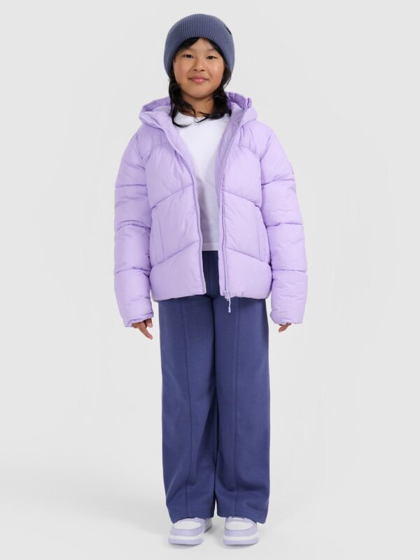 84aa50781e24c2934915f6ec79357ec604df946a 4F Kurtka puchowa z wypełnieniem syntetycznym dziewczęca - fioletowa 164 (13-14 lat)