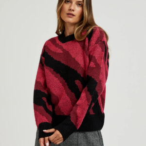 Sweter z geometrycznym wzorem czerwony