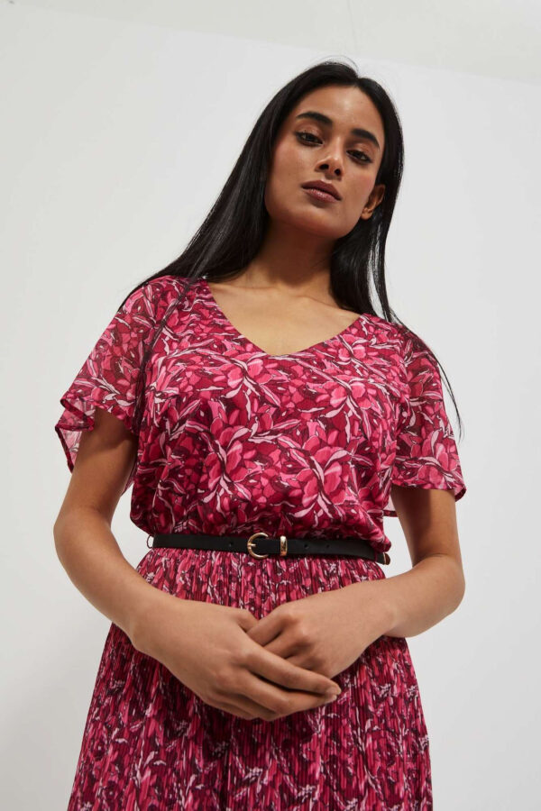 Sukienka z plisowanym dołem truskawkowa