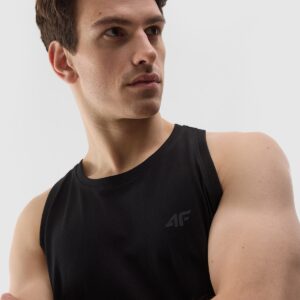 4F Tank top regular gładki męski - czarny