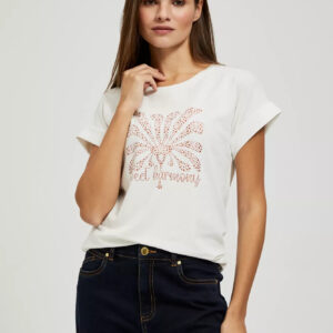 Bluzka z printem i krótkimi rękawami biała