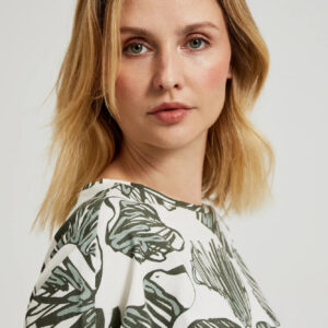 Bluzka z tropikalny printem oliwkowa