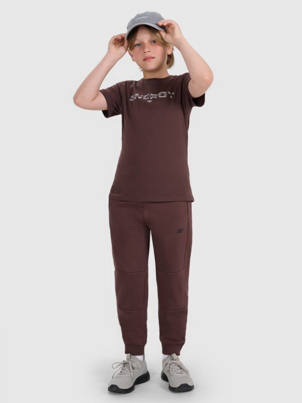 864b2dbc6b70c368be65c94eb8bd909d921802c1 4F T-shirt regular z nadrukiem chłopięcy - brązowy 140 (9-10 lat)