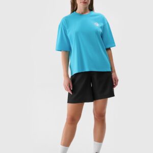 4F T-shirt oversize z nadrukiem damski - turkusowy