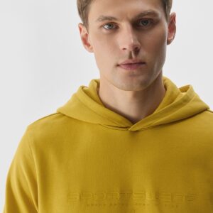4F Bluza dresowa nierozpinana z kapturem męska - żółta