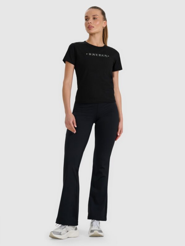 4F T-shirt slim z nadrukiem damski - czarny