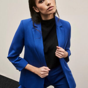 Gładka marynarka z rękawami 3/4 niebieska