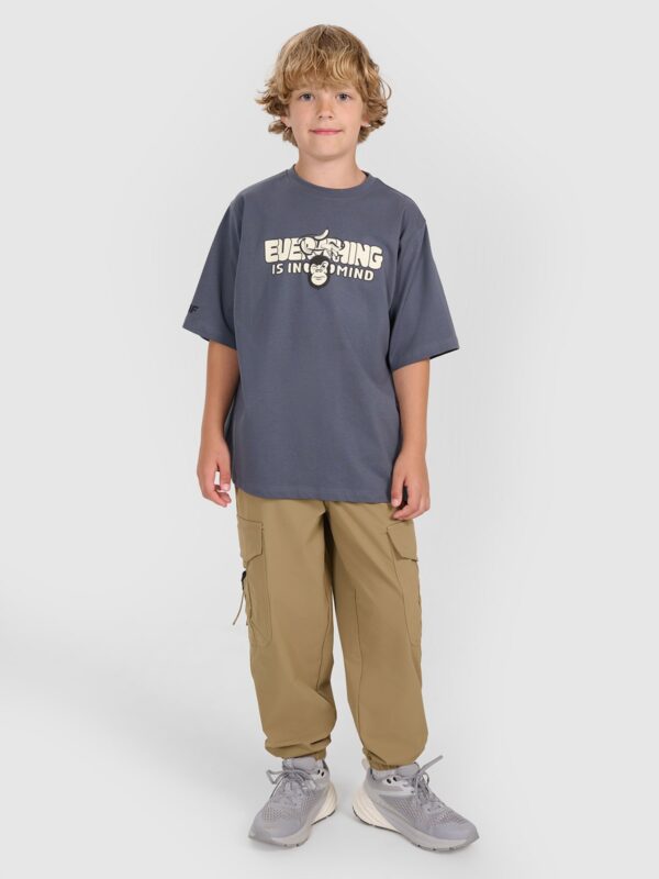 4F T-shirt oversize z nadrukiem chłopięcy - szary 164 (13-14 lat)