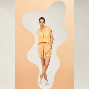 Bawełniane szorty z wiązaniem w talii