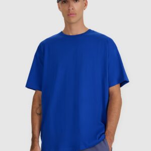 4F T-shirt oversize z nadrukiem męski - niebieski